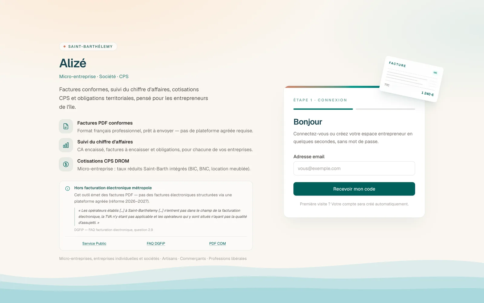 Invoicing and admin for island entrepreneurs.